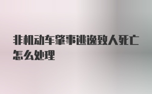 非机动车肇事逃逸致人死亡怎么处理