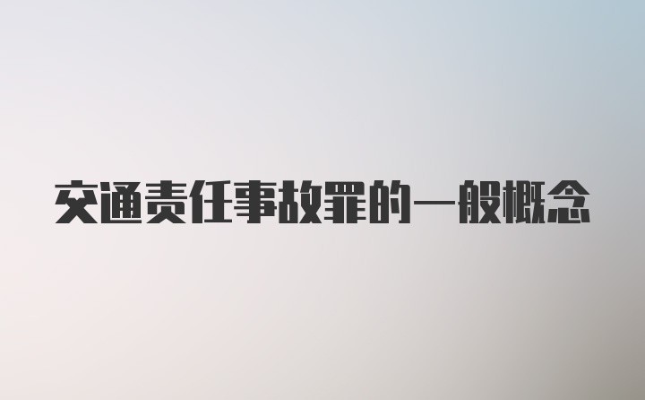 交通责任事故罪的一般概念