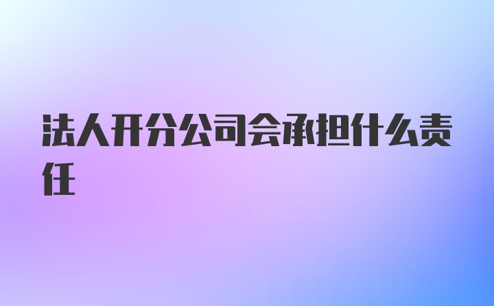 法人开分公司会承担什么责任