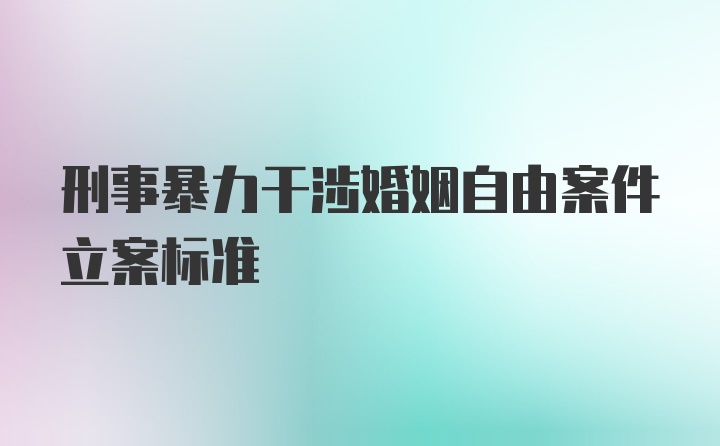 刑事暴力干涉婚姻自由案件立案标准