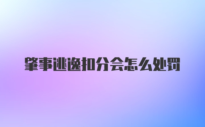 肇事逃逸扣分会怎么处罚