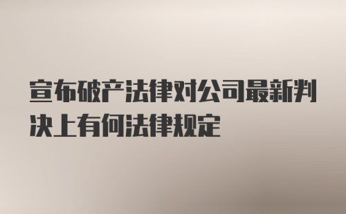 宣布破产法律对公司最新判决上有何法律规定