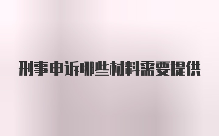 刑事申诉哪些材料需要提供