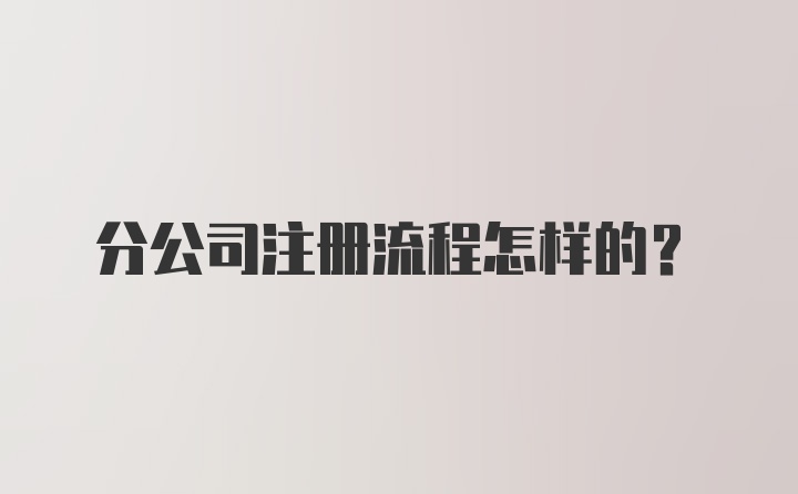 分公司注册流程怎样的？