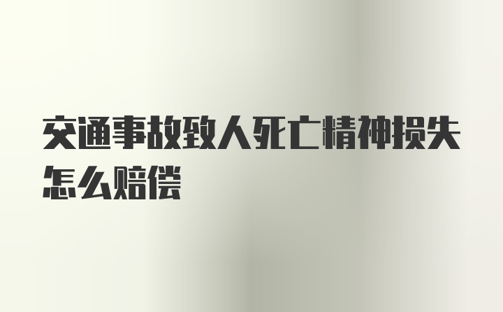 交通事故致人死亡精神损失怎么赔偿