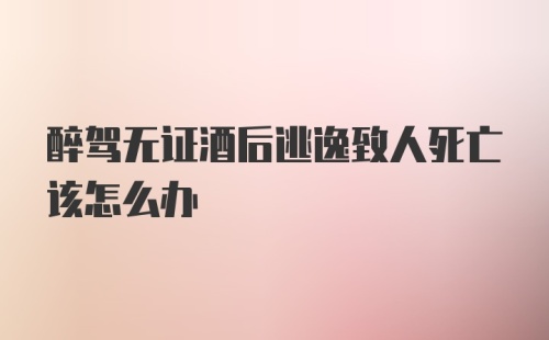 醉驾无证酒后逃逸致人死亡该怎么办