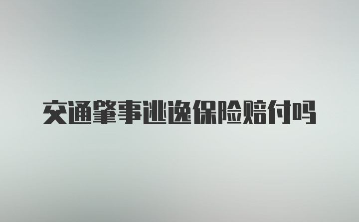 交通肇事逃逸保险赔付吗