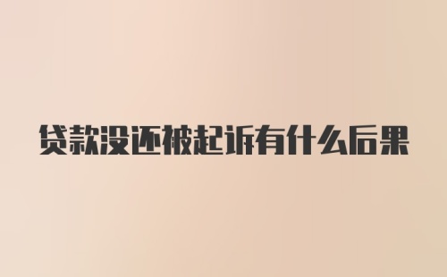 贷款没还被起诉有什么后果