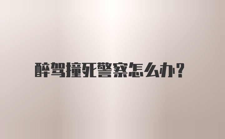 醉驾撞死警察怎么办?