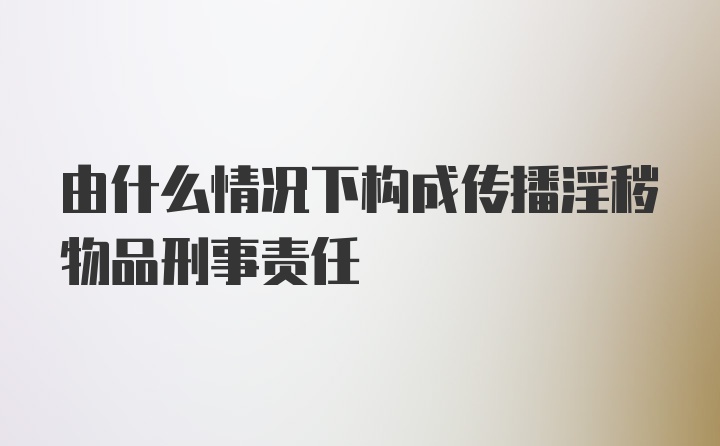 由什么情况下构成传播淫秽物品刑事责任