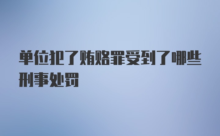 单位犯了贿赂罪受到了哪些刑事处罚