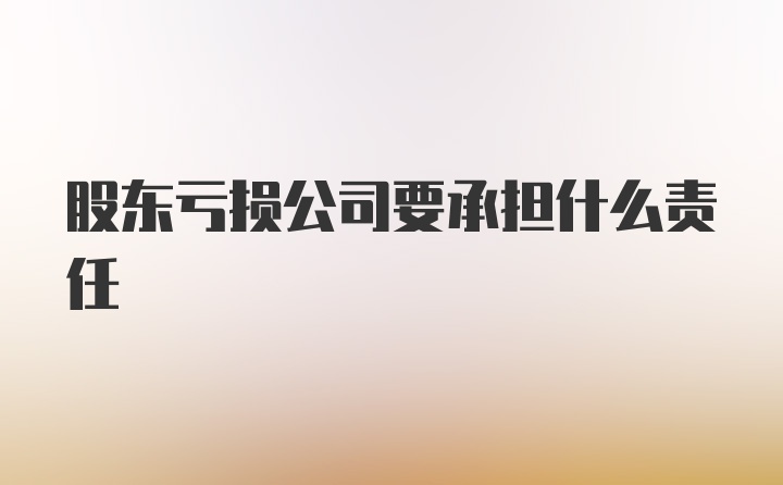 股东亏损公司要承担什么责任