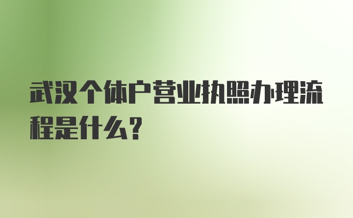 武汉个体户营业执照办理流程是什么?