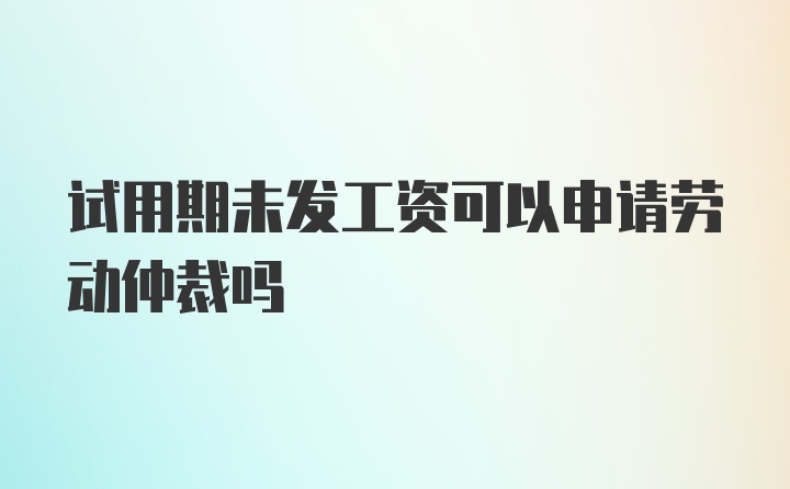 试用期未发工资可以申请劳动仲裁吗