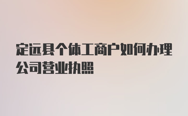 定远县个体工商户如何办理公司营业执照