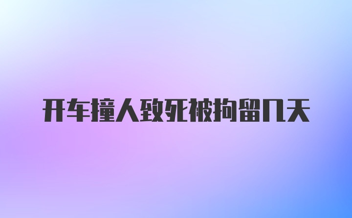 开车撞人致死被拘留几天