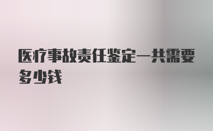 医疗事故责任鉴定一共需要多少钱