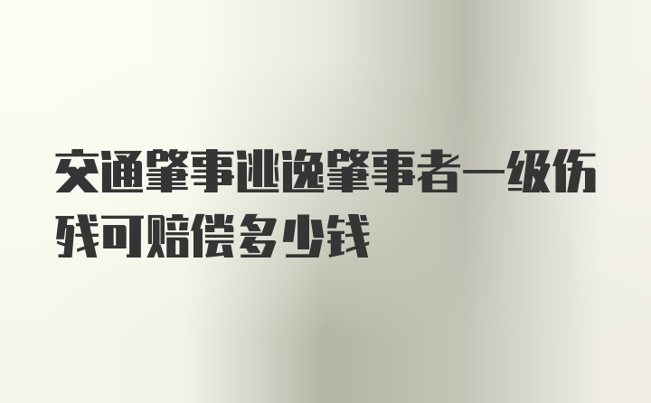 交通肇事逃逸肇事者一级伤残可赔偿多少钱