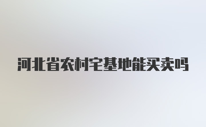 河北省农村宅基地能买卖吗