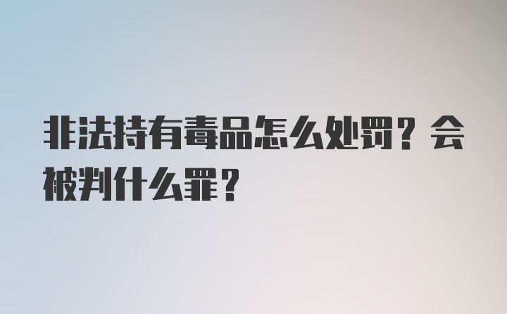 非法持有毒品怎么处罚？会被判什么罪？