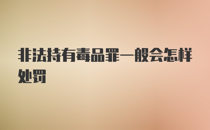 非法持有毒品罪一般会怎样处罚