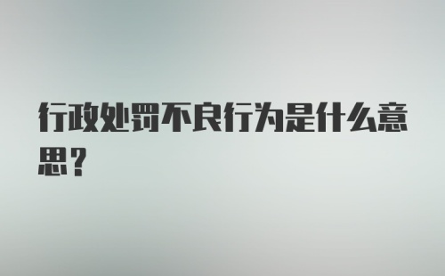 行政处罚不良行为是什么意思?