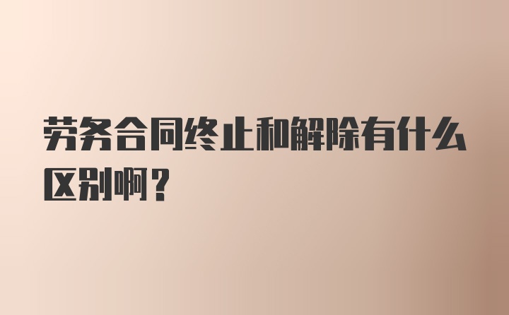 劳务合同终止和解除有什么区别啊？