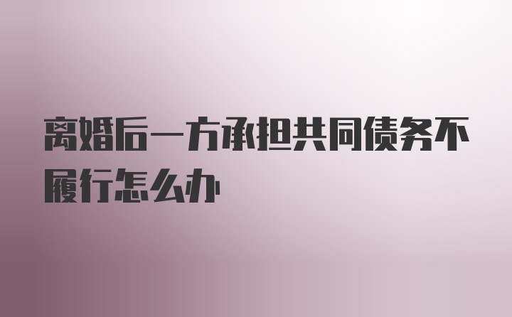 离婚后一方承担共同债务不履行怎么办