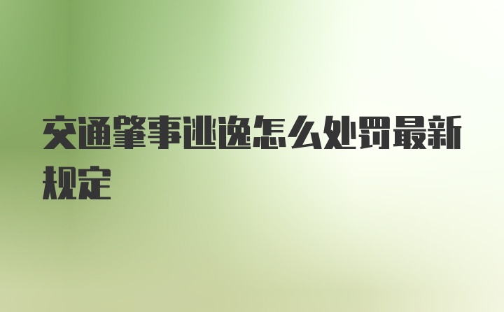 交通肇事逃逸怎么处罚最新规定