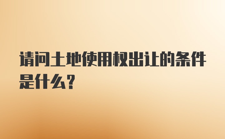 请问土地使用权出让的条件是什么？