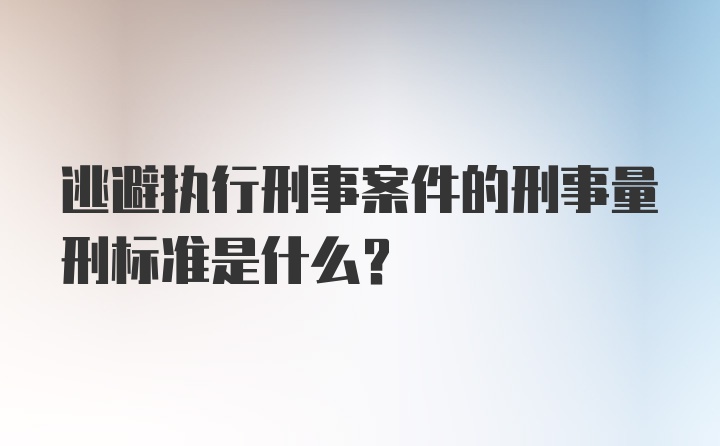 逃避执行刑事案件的刑事量刑标准是什么？