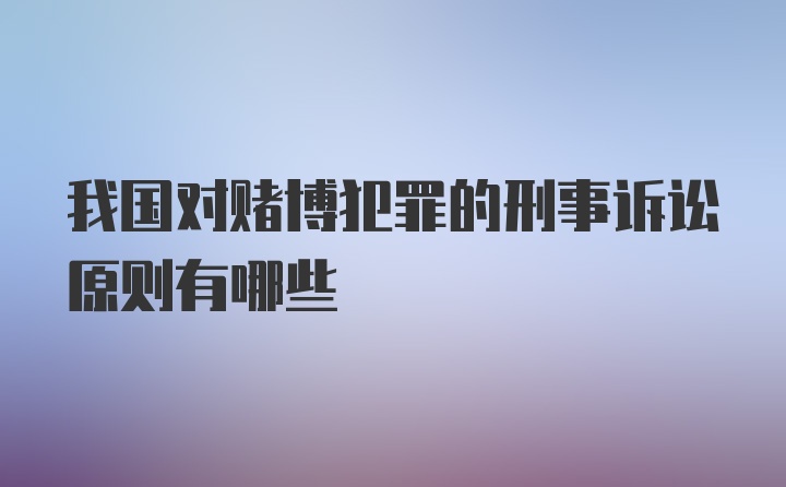 我国对赌博犯罪的刑事诉讼原则有哪些