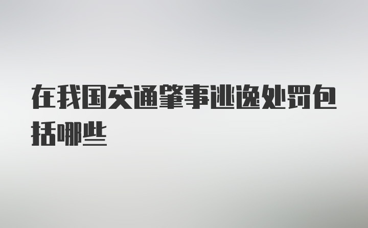 在我国交通肇事逃逸处罚包括哪些