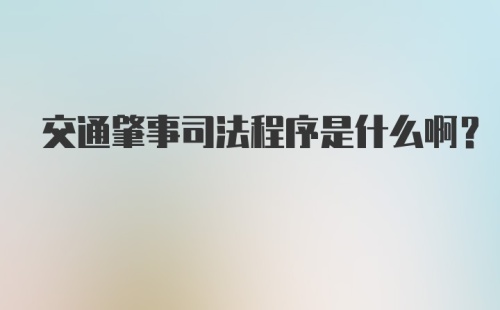 交通肇事司法程序是什么啊？