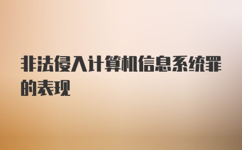 非法侵入计算机信息系统罪的表现