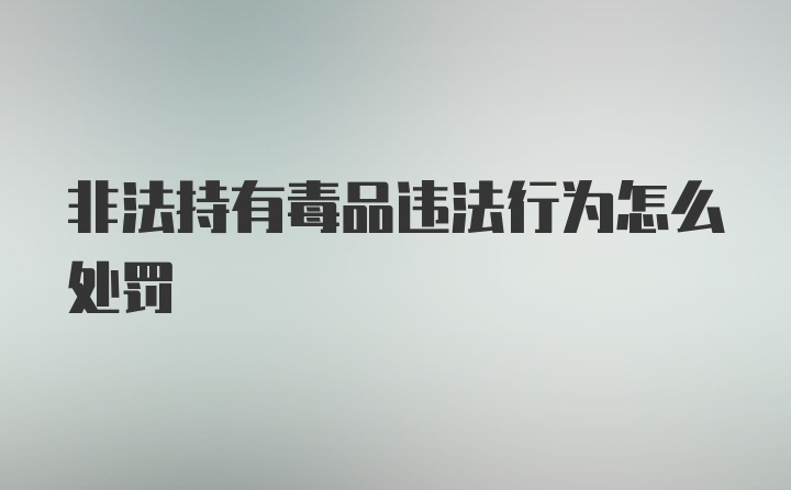 非法持有毒品违法行为怎么处罚