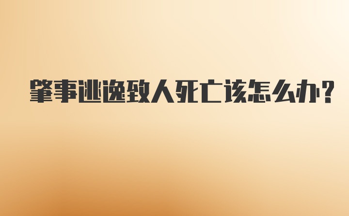 肇事逃逸致人死亡该怎么办？