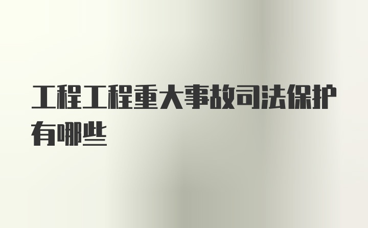 工程工程重大事故司法保护有哪些