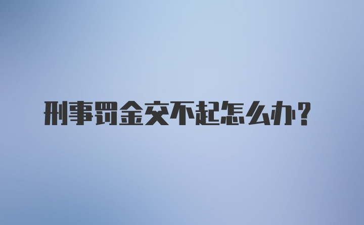 刑事罚金交不起怎么办?