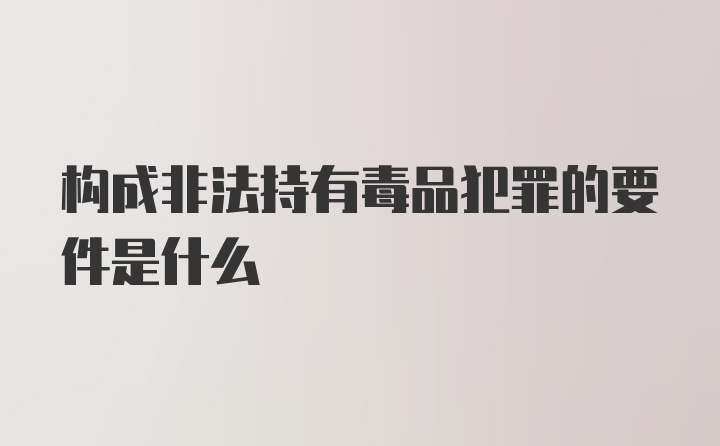 构成非法持有毒品犯罪的要件是什么