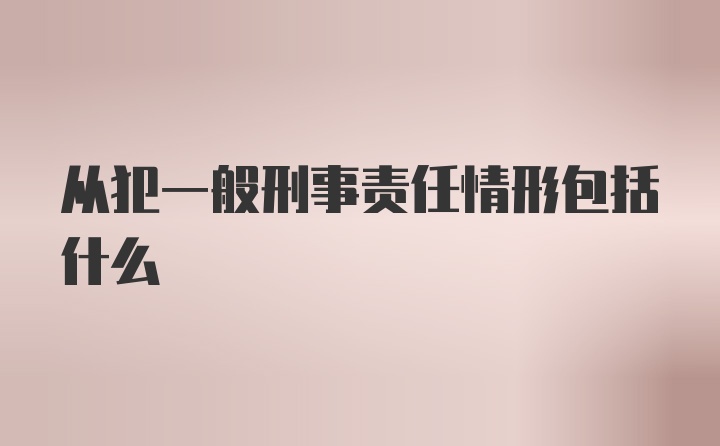 从犯一般刑事责任情形包括什么