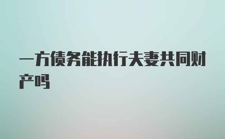 一方债务能执行夫妻共同财产吗