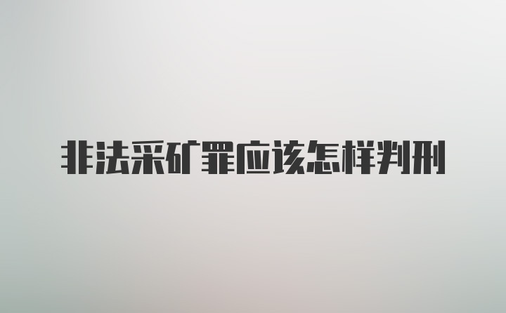 非法采矿罪应该怎样判刑