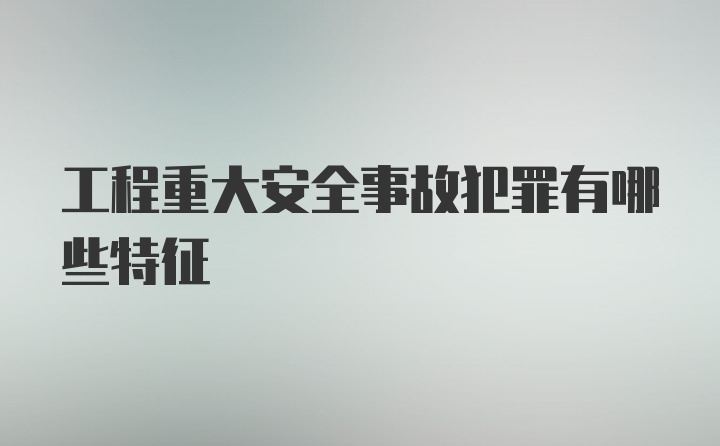 工程重大安全事故犯罪有哪些特征