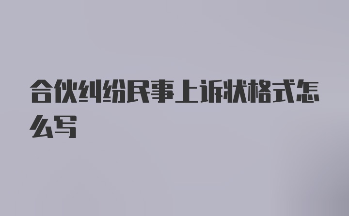 合伙纠纷民事上诉状格式怎么写