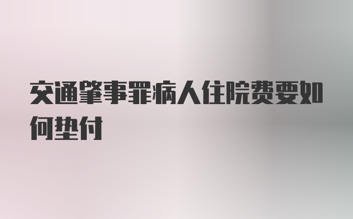 交通肇事罪病人住院费要如何垫付