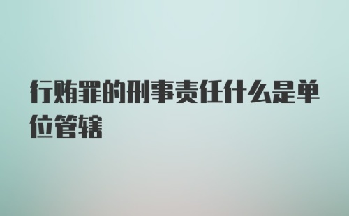 行贿罪的刑事责任什么是单位管辖