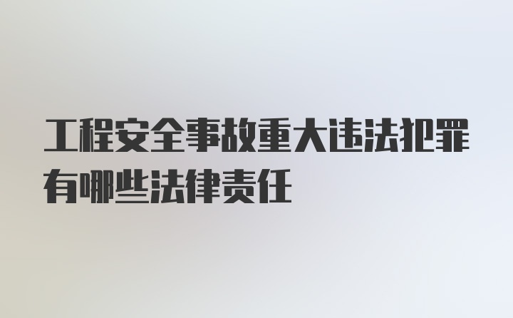 工程安全事故重大违法犯罪有哪些法律责任