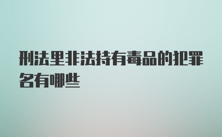 刑法里非法持有毒品的犯罪名有哪些