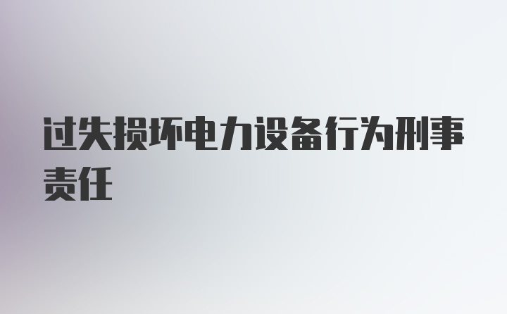 过失损坏电力设备行为刑事责任